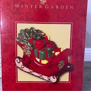 Rare Certified International by Lori Siebert Ceramic Cookie Jar Christmas Sleigh